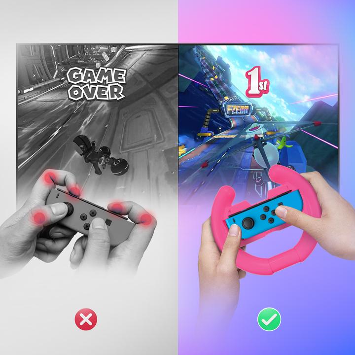 Produktbild Oniverse Pack of 4 Racing wheel controller holders - Blue/Red/Green/Pink (Switch)