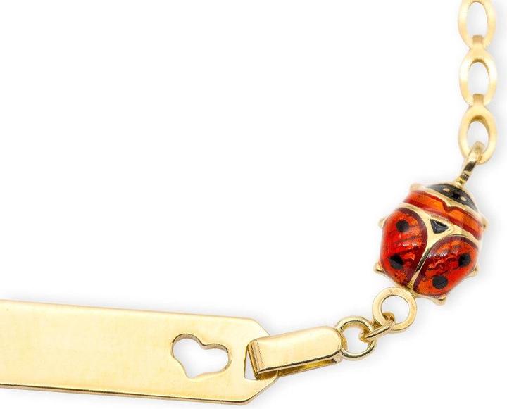 JGZ ID-Bracelet Marienkäfer mit Gravur (14 cm, 9 Karat Gelbgold 375)