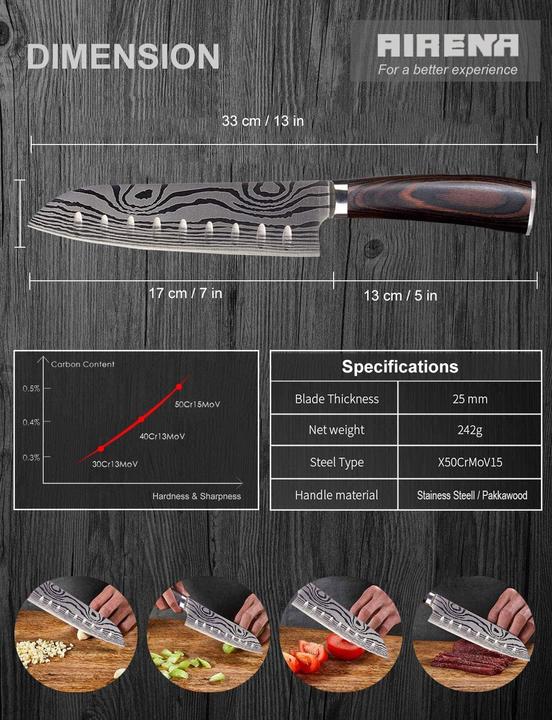Produktbild Airena 7" D2 Santoku Messer (17 cm)