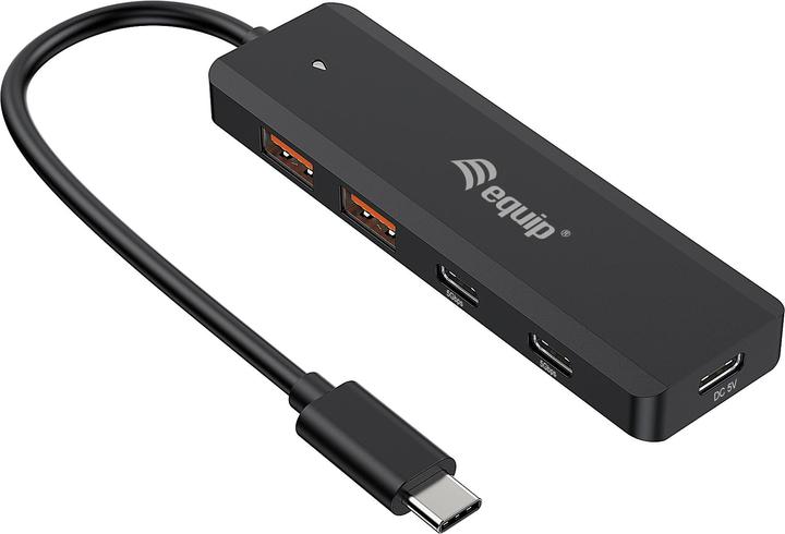 Produktbild equip aquip USB-Hub 4-Port 3.2 ->2xUSB-C, 2xUSB-A o.Netzteil sw (USB-C, 4 Ports)