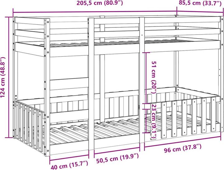 Produktbild VidaXL Etagenbett (80 x 200 cm)