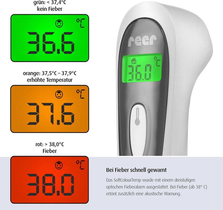 Immagine prodotto Reer Termometro a infrarossi senza contatto SoftTemp 3in1 a colori (Fronte, Senza contatto)