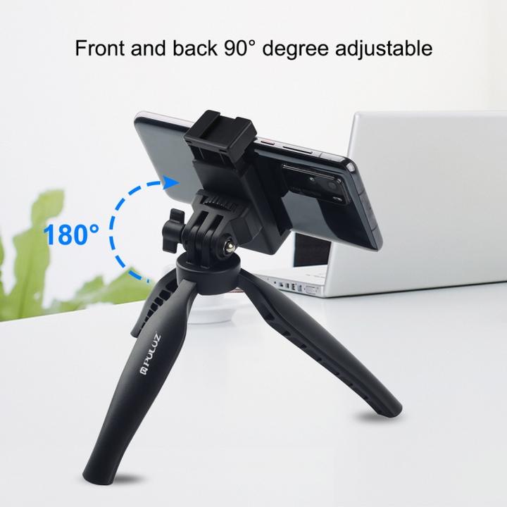 Image du produit Puluz Desk Plastic Tripod Mount with Phone Clamp & Adjusting Tripod Head for Smartphones (Black) (Matières plastiques)