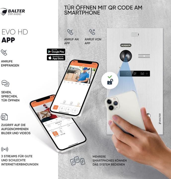 Actual product image Balter EVO-HD Video Türsprechanlage mit Fingerabdruckscanner
