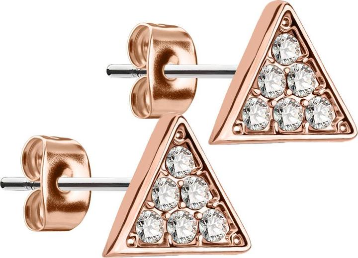 Star Piercing Ohrstecker dreieckig rosegold mit Kristall silber (Messing, Chirurgenstahl 316L)