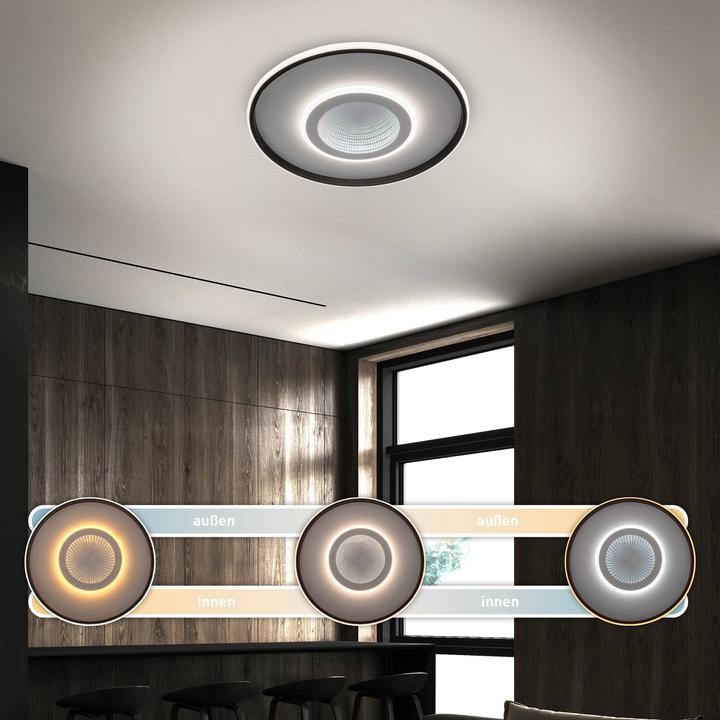 Produktbild Näve LED-Deckenleuchte 1408277, 40W, 1800lm, 3D-Effekt, weiss/schwarz (1800 lm)