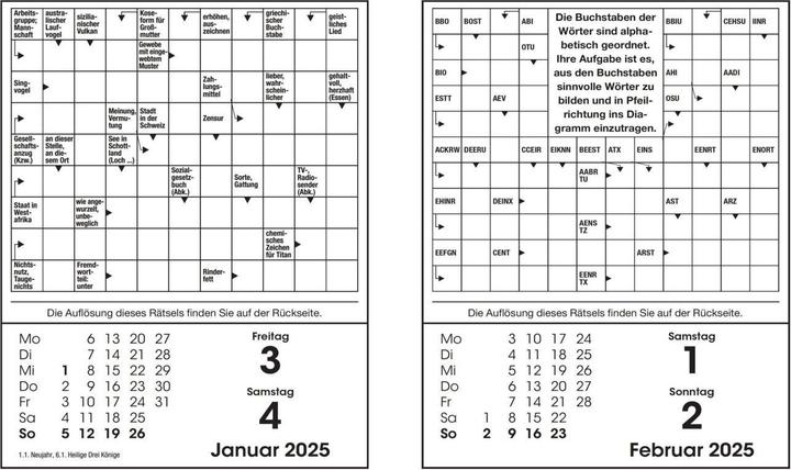 Produktbild Rätselkalender 2025. Der beliebte Abreisskalender für alle Rätselfreunde (Harter Einband, Deutsch)