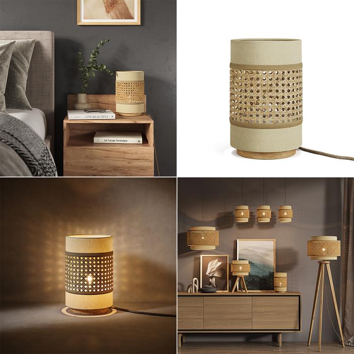 Actual product image Vicco Table lamp Morten, Rattan/cream, 17.5 x 26.5 cm (E27)