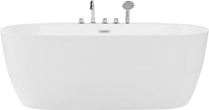Beliani Badewanne freistehend weiss mit Armatur oval 170 x 80 cm ROTSO (286 l, 80 cm, 170 cm)