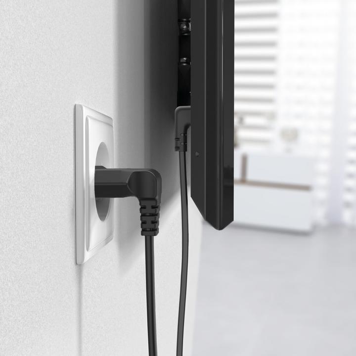 Produktbild Hama Netzkabel, beidseitig gewinkelt, Euro-Stecker, Doppelnut/C7, 3 m, Schwarz (3 m)