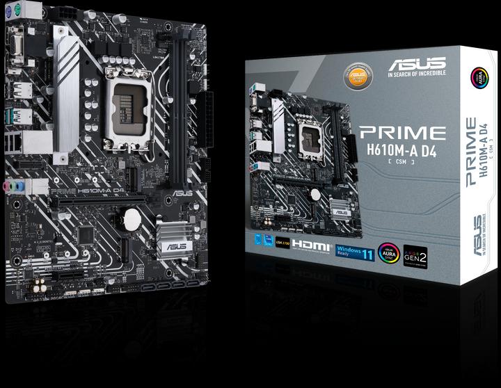 Productafbeelding ASUS PRIME H610M-A D4-CSM (LGA 1700, Intel H610M, mATX)