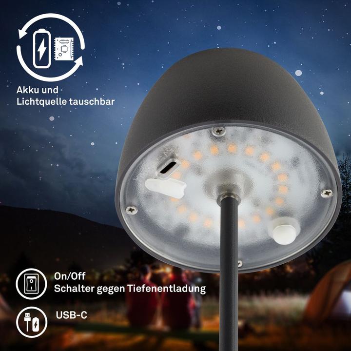 Produktbild Briloner Akku LED Tischleuchte mit Ladestation, Mini, Touch, Anthrazit (150 lm)