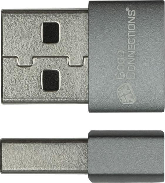 Produktbild Good Connections Adapter USB 2.0 Stecker A an USB-C Buchse Aluminiumgehäuse grau (USB Typ-C, USB-A)
