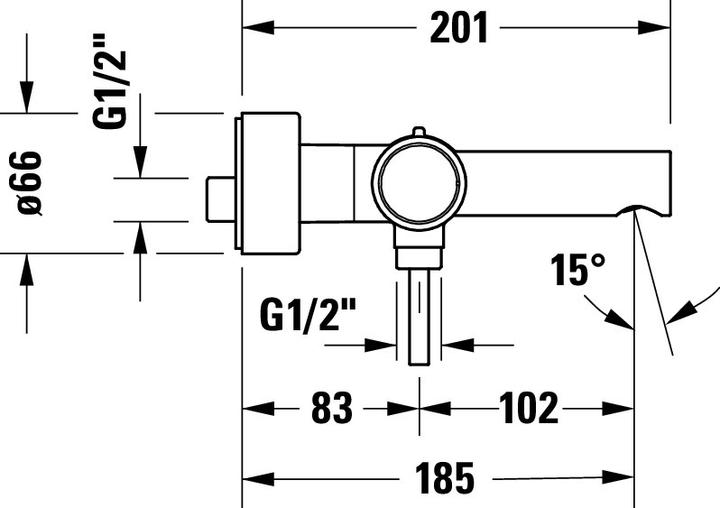 Nutritional values and ingredients Duravit Circle single lever bath mixer, projection 185 mm, exposed, chrome, CE5230000010
