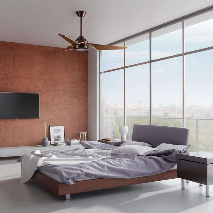Produktbild Elstead Lighting Jade leiser Deckenventilator mit LED Licht Ø152cm + Fernbedienung Walnuss (45 dB)