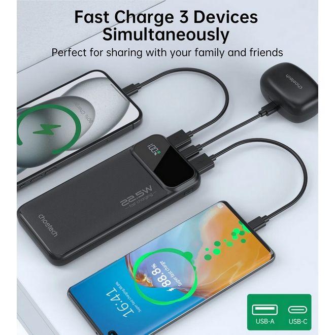 Produktbild Choetech B728 Powerbank 10000 mAh 22,5 W PD USB-A / USB-C – schwarz (10000 mAh, 22.50 W, 22.50 Wh)