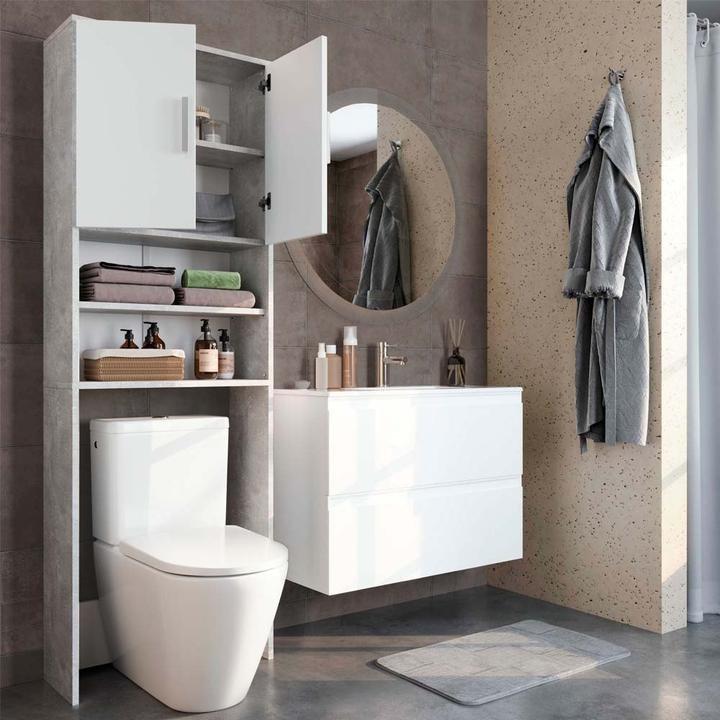 Immagine prodotto Vicco Mobile da toilette in cemento/bianco 64 x 190 cm con 2 ante