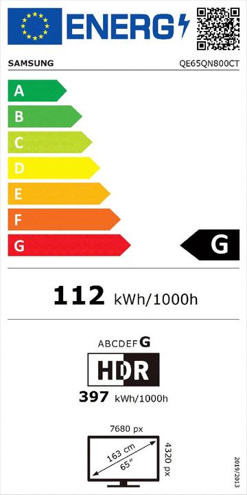 Energie-Label Samsung QE65QN800C (65", QN800C, NeoQLED, 8K, 2023)