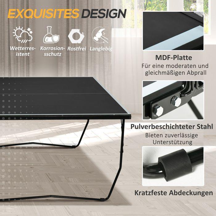 Image du produit Swisshandel24 Tischtennisplatte, Klappbar Tischtennistsich mit Netz, Rollen, Schwarz
