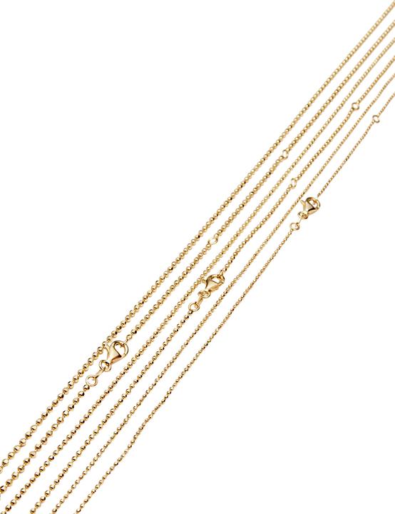 Leyda Kette Kugel Geschliffen (vergoldet 750 / 18 K Gold, Silber 925, 95 cm)