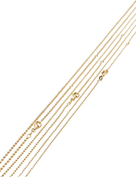 Leyda Kette Kugel (Silber 925, vergoldet 750 / 18 K Gold, 40 - 45 cm)