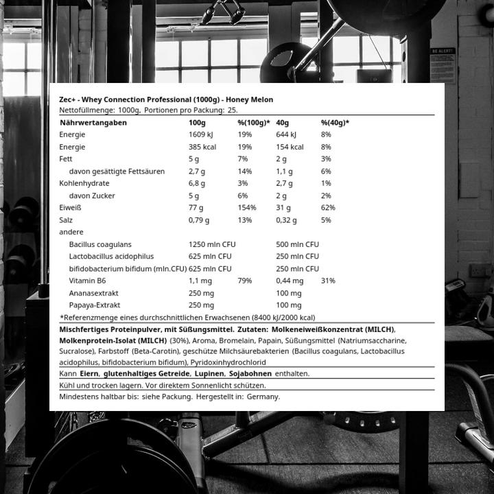 Immagine prodotto Zec+ Nutrition Zec+ Whey Connection Professional (lattina da 1000g) (Melone al miele, 1 pz., 1000 g)