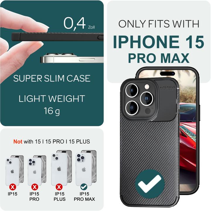Actual product image Nalia Carbon Look Silicone Cover (Apple iPhone 15 Pro Max)