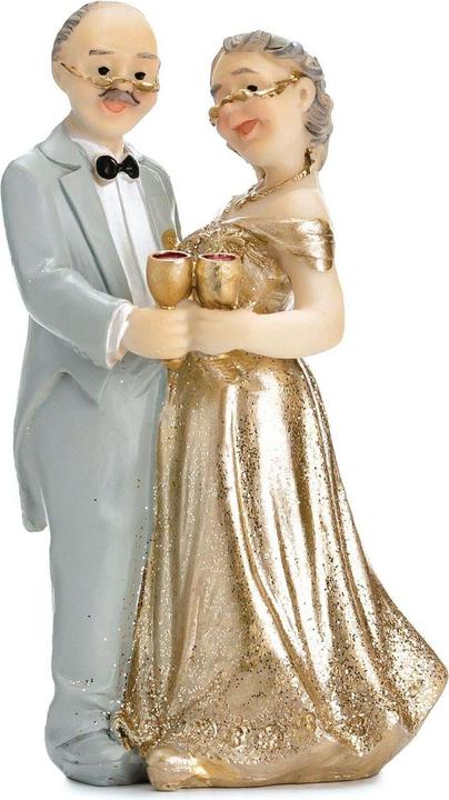 Produktbild Partydeco Kuchen-Topper Figur Goldene Hochzeit 12 cm, Grau/Gold