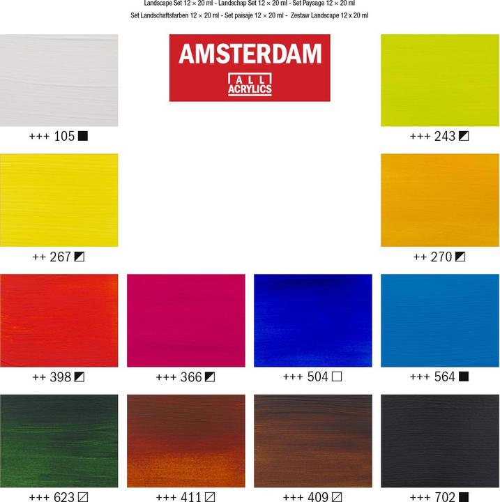 Actual product image Amsterdam Acrylic paint Landscape 12 tubes of 20 ml (Multicoloured, 20 ml)