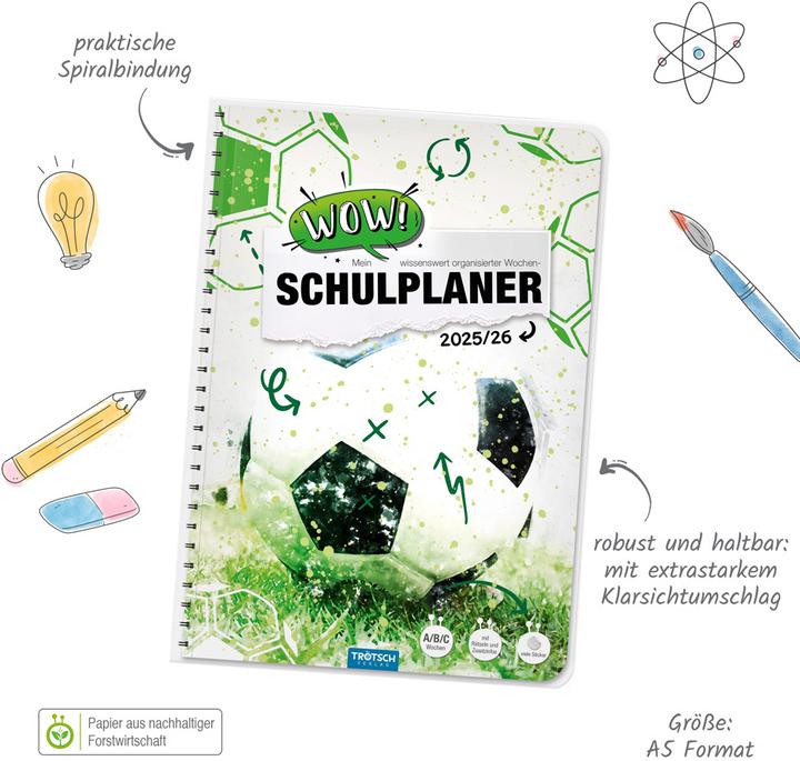 Immagine prodotto Schulplaner WOW Fussball 25/26 (A5, Tedesco)
