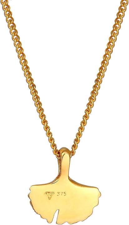 Produktbild Elli PREMIUM Halskette Ginkgo Blatt Anhänger Natur 375er Gelbgold (375 Gelbgold, 45 cm)