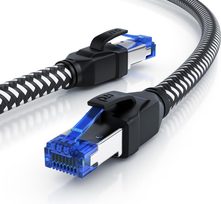 Produktbild Primewire CAT 8 Netzwerkkabel 40 Gbits - Baumwollmantel - LAN Kabel Patchkabel RJ45 - S/FTP PIMF Schirmung (S/FTP, 10 m)