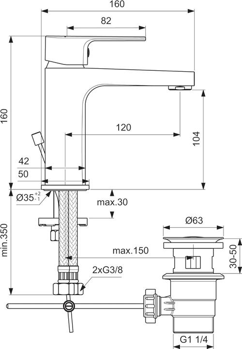 Actual product image Ideal Standard Esla Mischbatterie für Waschbecken mit Ablaufgarnitur
