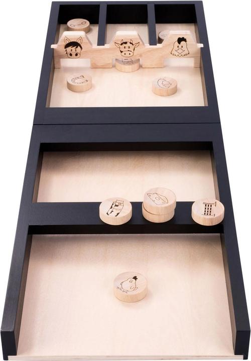 Productafbeelding Longfield Games Houten sjoelbak Dieren voor kinderen, 80 cm (Duits, Frans, Italiaans, Engels)