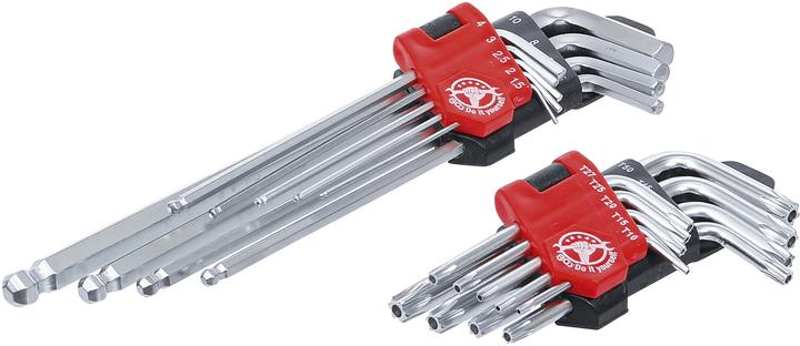 BGS Jeu de clés coudées longues profil T (pour Torx) T10 - T50 / six pans femelle 1,5 - 10 mm 1... (Section en T)