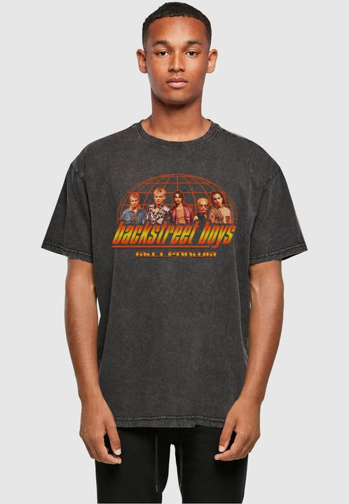 Actual product image Merchcode Backstreet Boys - Millenium Globe Acid Washed Heavy Oversize Tee - 114575 (S)