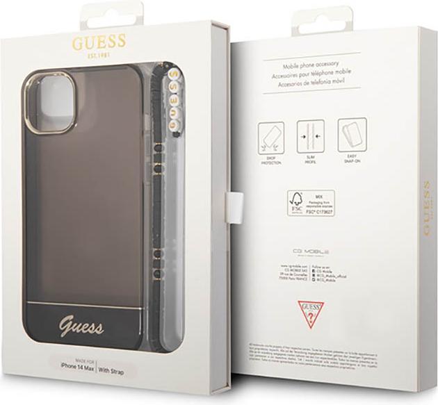 Produktbild Guess GUHCP14SHGCOHK iPhone 14 6,1" czarny/black hardcase Translucent Pearl Strap (Apple iPhone 14)