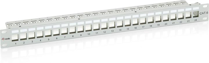 Produktbild equip Patchpanel 24x RJ45 Cat6 19" 1HE Keystone RAL 7035