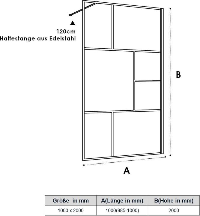 Nährwerte und Zutaten SONNI Porte de douche 100 x 200 cm 8 mm Clearwave EasyClean Nano sur un c?t Porte de douche en verre (120 cm, 100 cm, 200 cm)