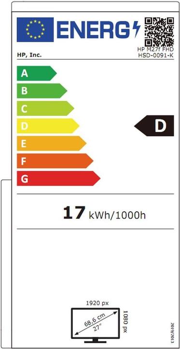 Energy Label HP M27f (1920 x 1080 pixels, 27")