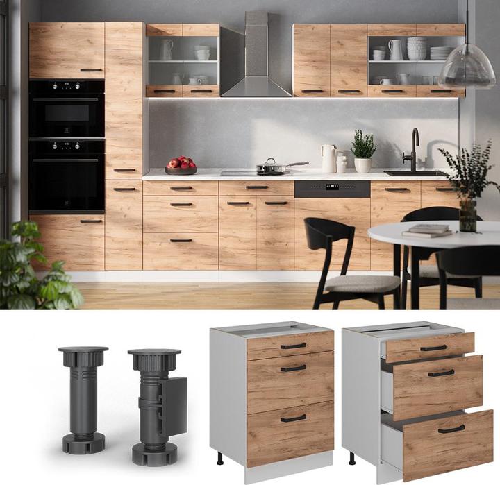 Produktbild Vicco Küchenunterschrank R-Line, Goldkraft Eiche/Weiss, 60 cm ohne Arbeitsplatte