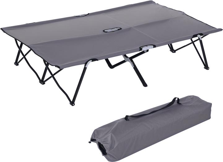 Outsunny Campingbett Metall, Oxfordstoff Schwarz+Grau