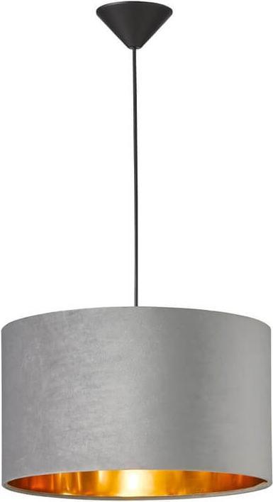 Immagine prodotto Fischer & Honsel Honsel Aura, lampada a sospensione 40cm E27 con paralume in tessuto grigio velluto nero 60083 (E27)