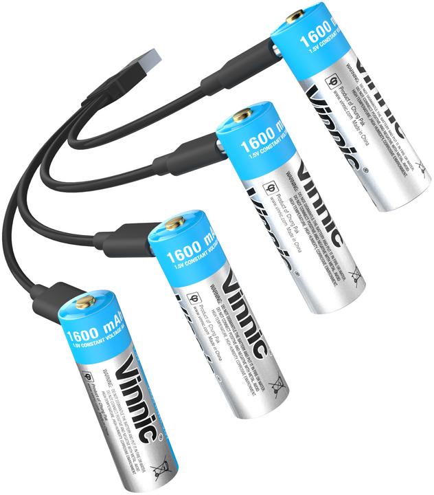 Produktbild Vinnic Rechargeable Battery AA USB-C 1600mAh 4pcs incl. Case&Charging Cable (4 Stk., AA, 1600 mAh)