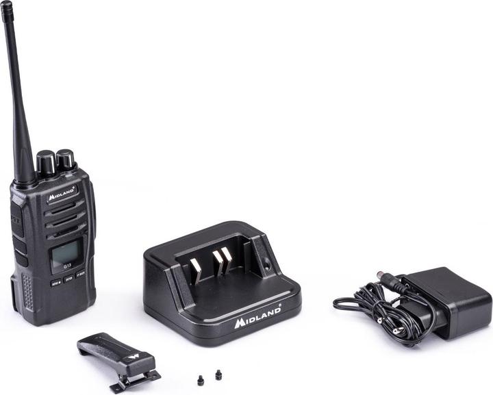 Actual product image Midland G13 radio, PMR446 16 channels, stand charger, battery pack 2600 mAh (C1462) (12 km)