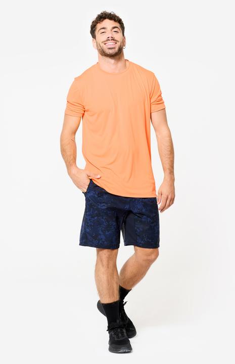 Actual product image Domyos Men's Short-Sleeved Crew Neck Breathable Fitness T-Shirt - Orange (M)