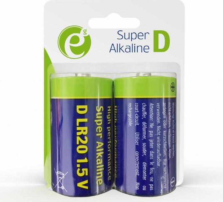 Produktbild Energenie Bateria alkaliczna Gembird LR20 (typ D), 1.5V, 2 sztuki (2 Stk., D)