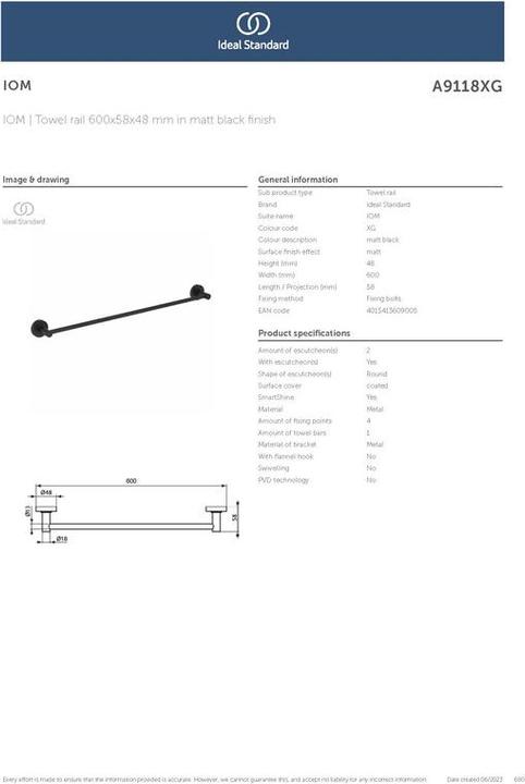 Produktbild Ideal Standard IOM 600mm
