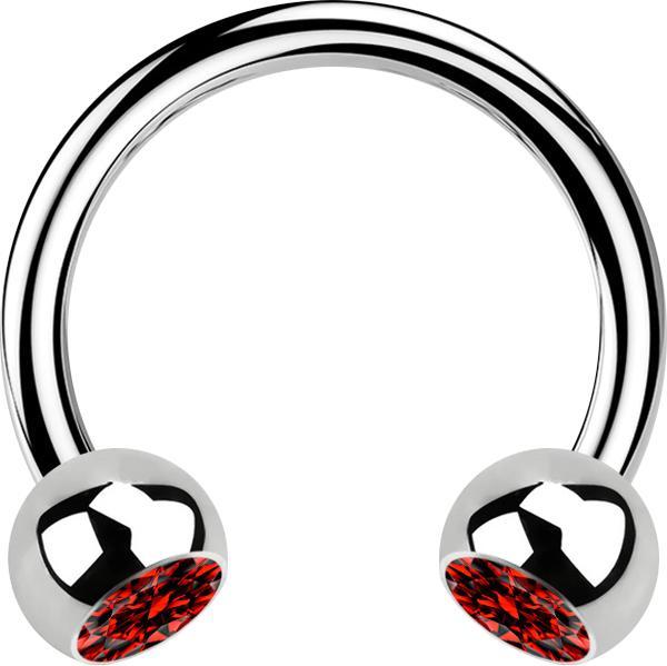 Produktbild Star Piercing Micro Circular Barbell silber mit zwei Kugeln Kristall rot (ohne Messing, Chirurgenstahl 316L)