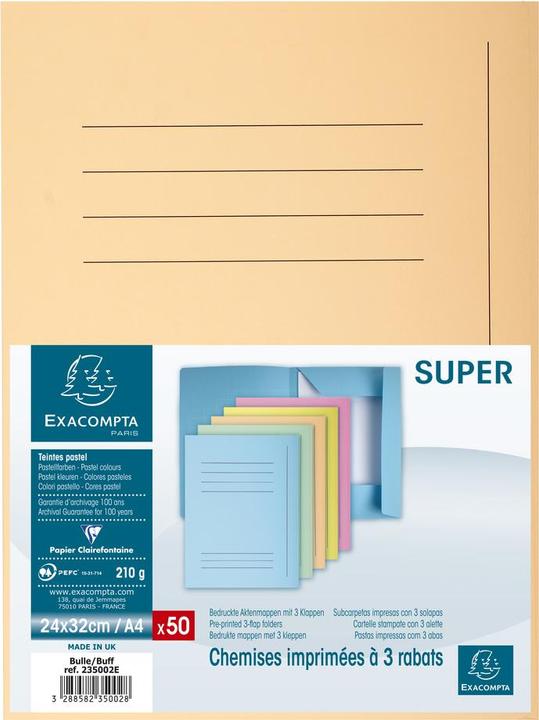 Produktbild Exacompta Aktenmappe A4 240g sand (A4, 50 x)